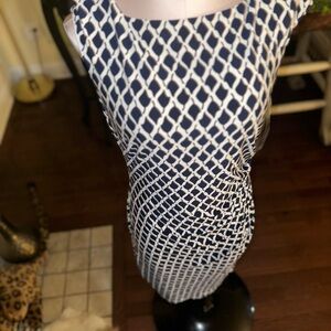 Ralph Lauren Navy and White Patterned Sheath Dress